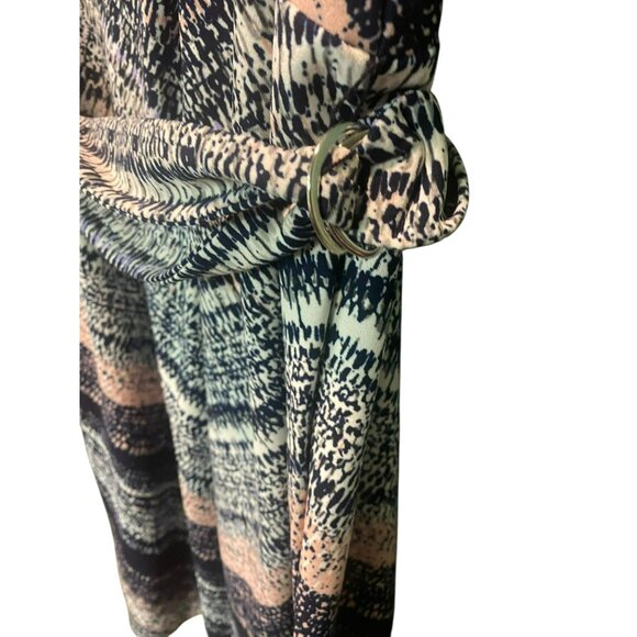 ILE New York Womens Plus Size 18 Peach and Blue Sleeveless Stretch Midi Dress Wi - Picture 8 of 10